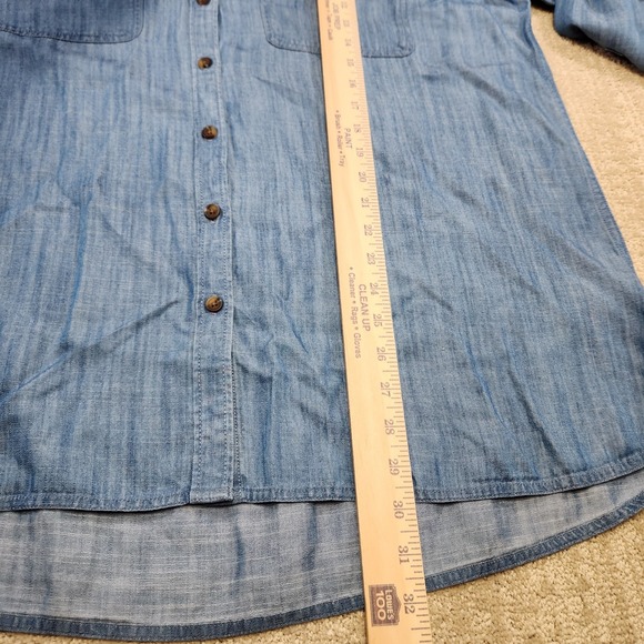 Lands End Shirt Women XL Chambray Blue Indigo Tencel Soft Button Up NEW - Picture 5 of 8